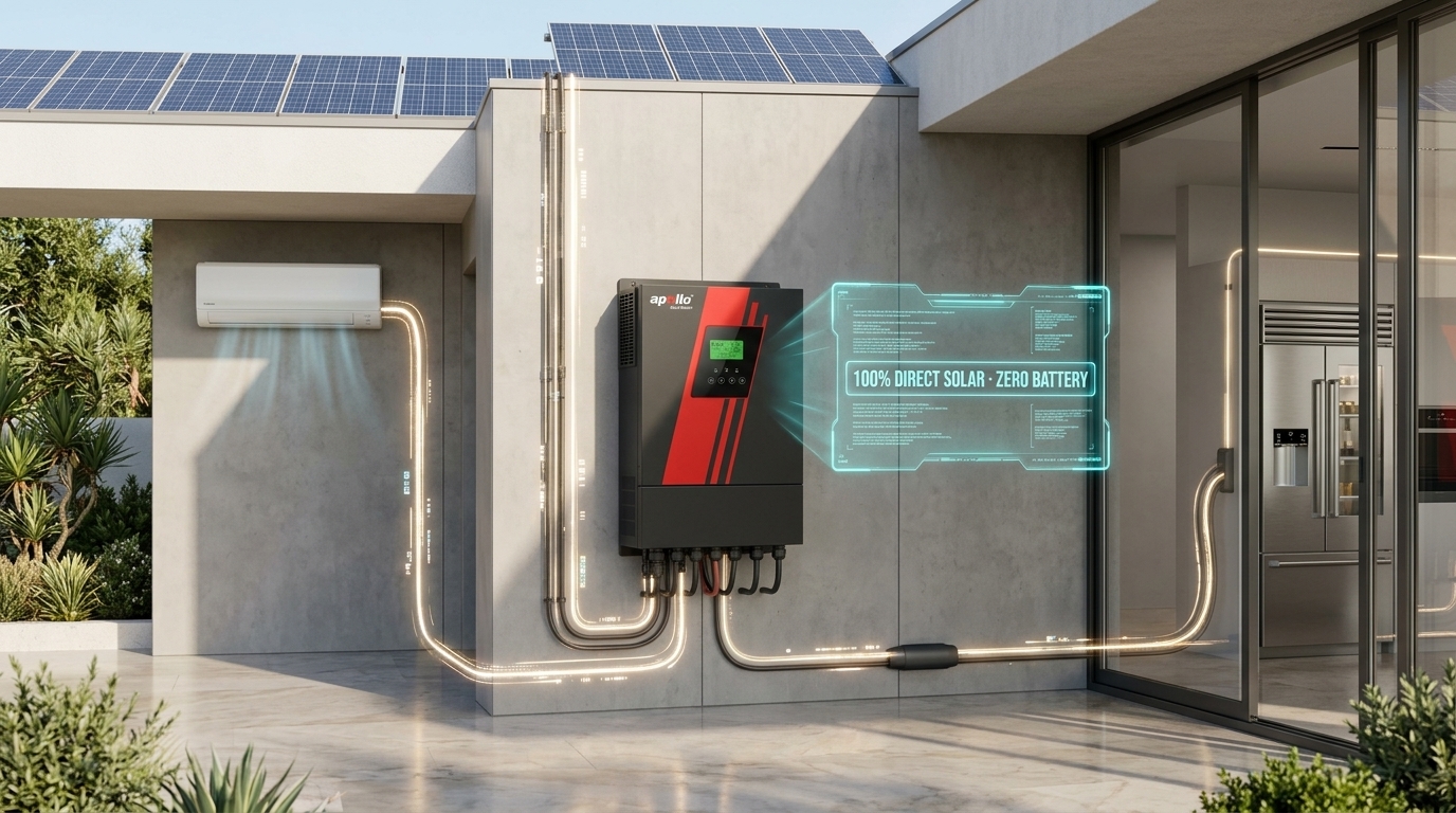 Actual Apollo Sunprox Max Running AC & Fridge Directly on Solar